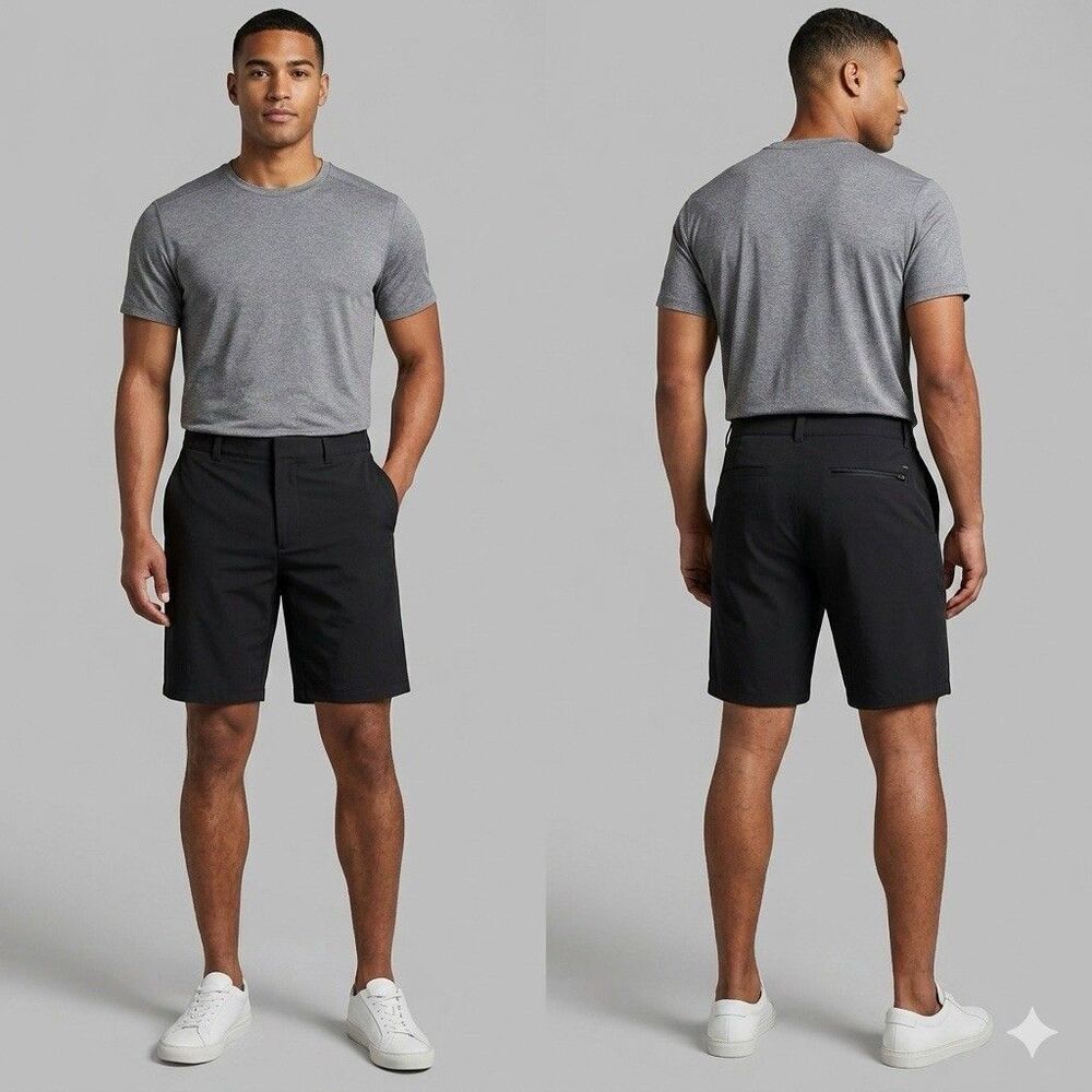 J.Crew Men's Black Tech 9" Inseam Shorts Flat Front Stretch Waist 31